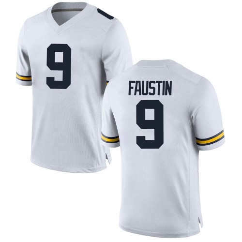Sammy Faustin Michigan Wolverines Men's NCAA #9 White Replica Brand Jordan College Stitched Football Jersey PFG3054KX